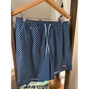 Vineyard Vines Men's Shell Print Swim Trunks - Blue Coastal Beach Style Travel M